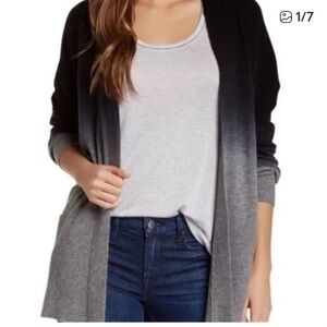 Vince Open Front Ombré wool/cashmere Sweater black/gray with pockets size small